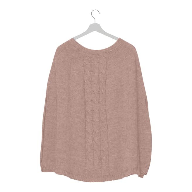  Pink Cable Knit Mohair Blend Poncho