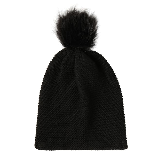  Black Wool Blend Bobble Hat