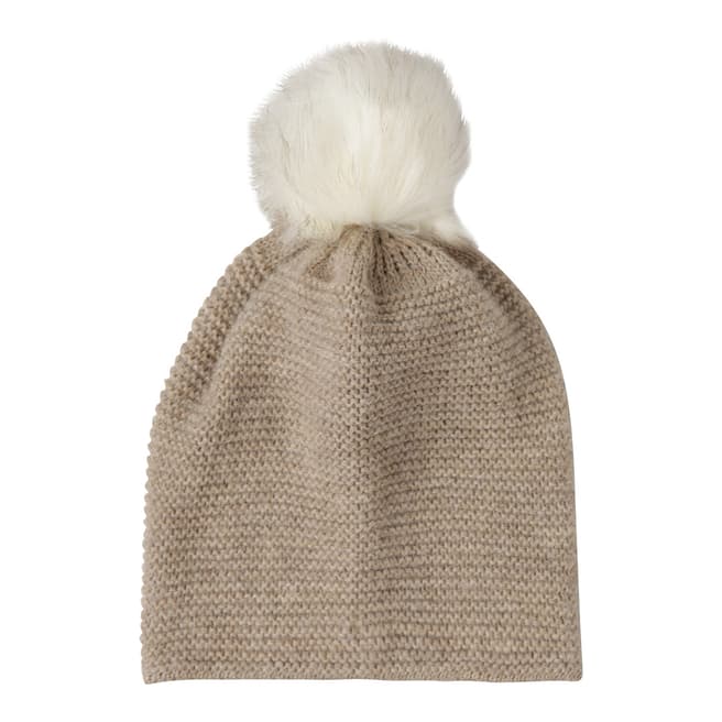  Taupe Wool Blend Bobble Hat
