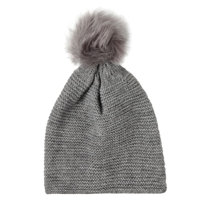  Grey Wool Blend Bobble Hat