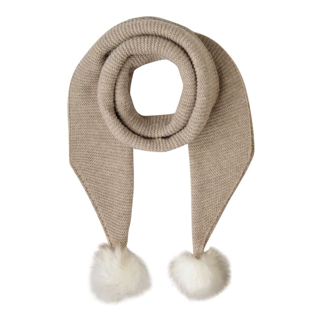  Taupe Wool Blend Bobble Scarf