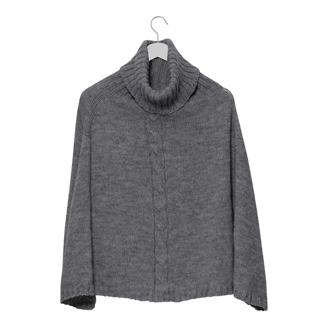  Grey Marl Mohair Blend Roll Neck Poncho