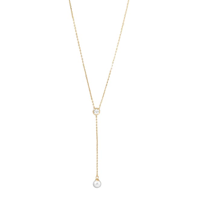 Chloe Collection by Liv Oliver Gold Plated Zirconia and Pearl Drop Necklace