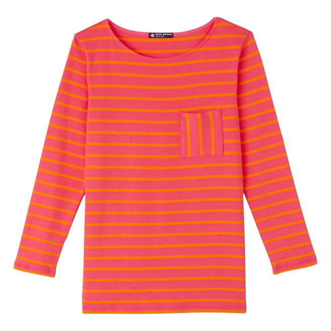 Petit Bateau Pink/Orange Boatneck Cotton T-shirt