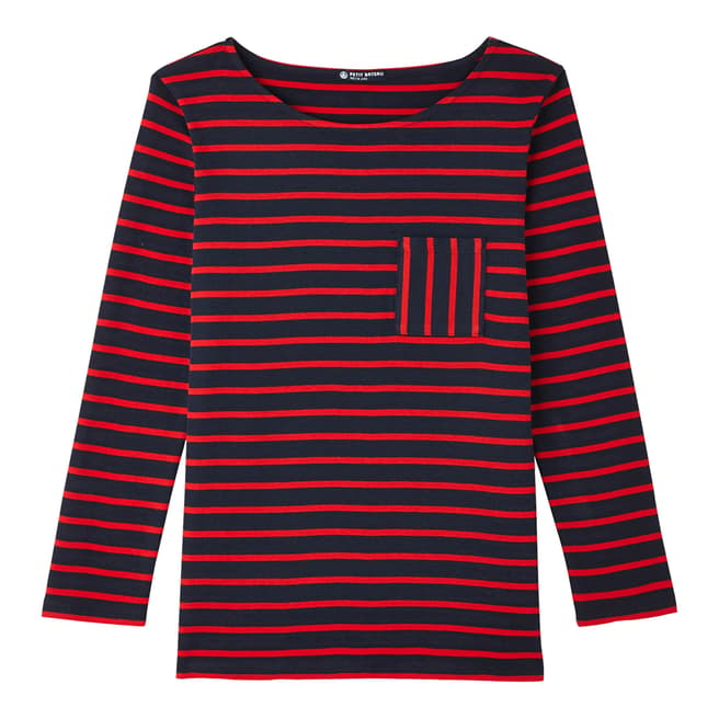 Petit Bateau Navy/Red Boatneck Cotton T-shirt