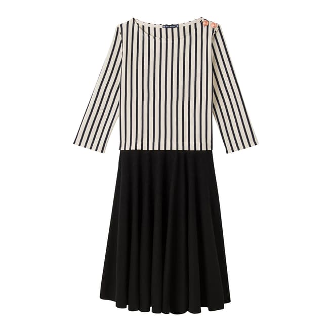 Petit Bateau Blue/Cream/Black Cotton Mid Length Dress