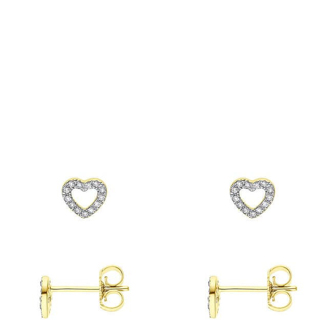 Pretty Solos Yellow Gold Diamond Heart Earrings