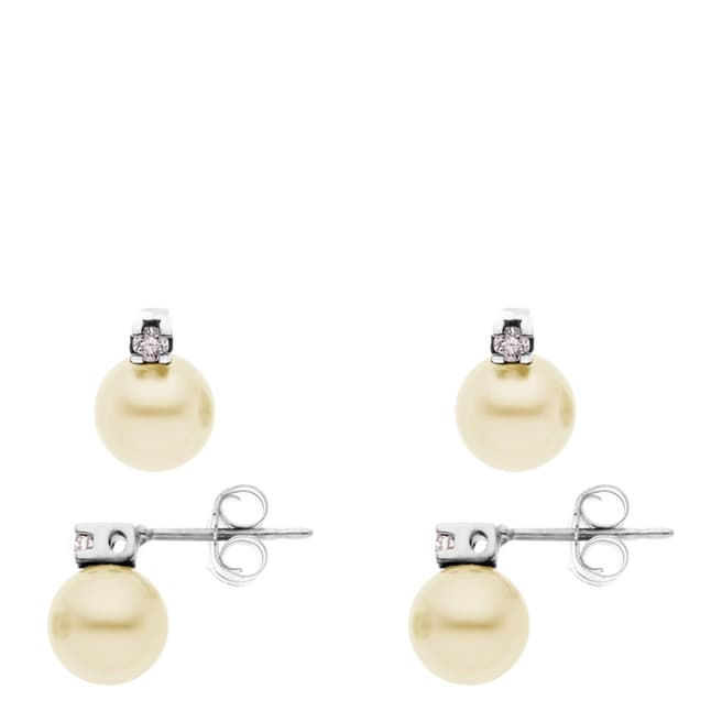 Dyamant White Gold Diamond/Pearl Earrings
