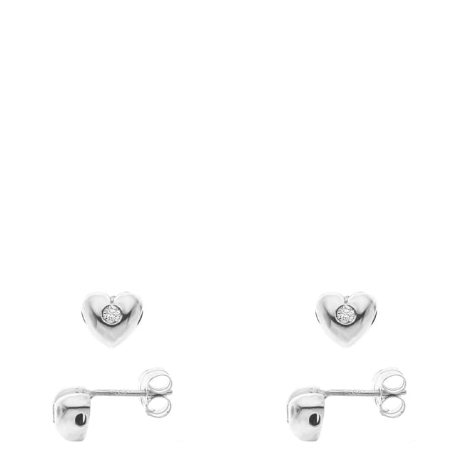 Dyamant Silver Heart Diamond Earrings 0.03 Cts