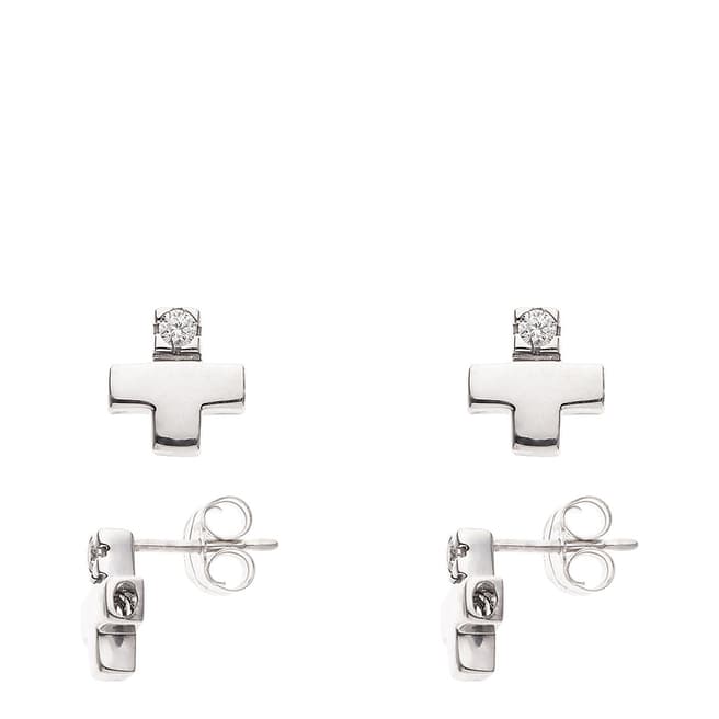 Dyamant Silver Cross Diamond Earrings 0.03 Cts