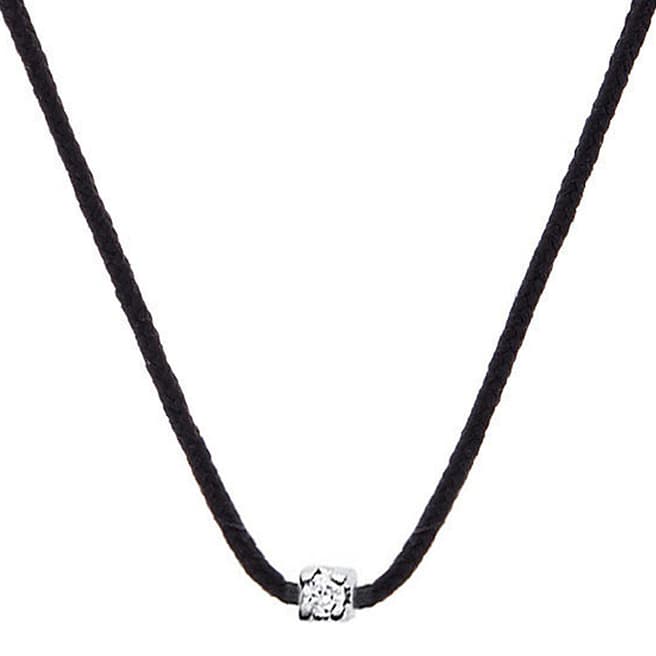 Pretty Solos Black Nylon String Diamond Necklace 0.03cts