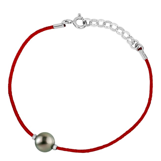 Pretty Solos Red Nylon String Pearl Necklace