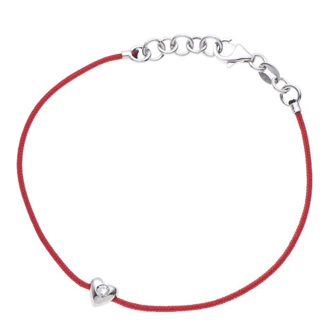 Pretty Solos Red Nylon String Diamond Heart Bracelet 0.05cts