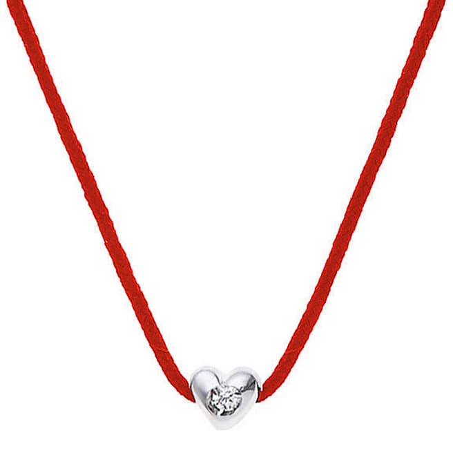 Only You Red Nylon String Diamond Heart Necklace 0.05cts