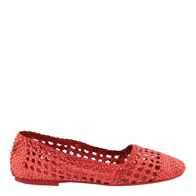 Paola Ferri Red Leather Woven Pumps