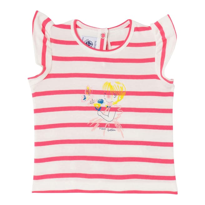Petit Bateau Baby Girl's Pink/White Printed T-Shirt