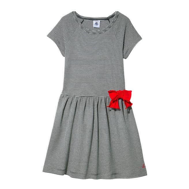 Petit Bateau Girl's Navy/White Striped Dress