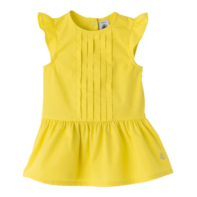 Petit Bateau Baby Girl's Yellow Pleasted Top