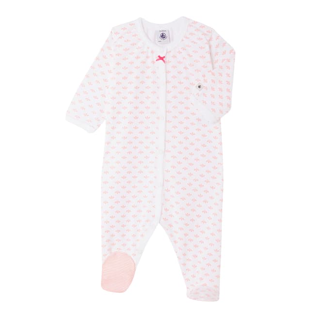 Petit Bateau Baby Girl's White/Pink Sleepsuit