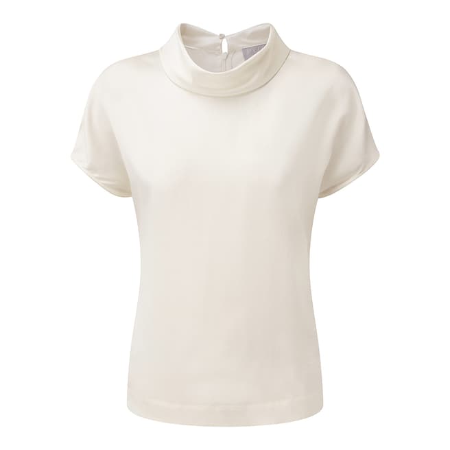 Pure Collection Ivory Silk Roll Neck Top