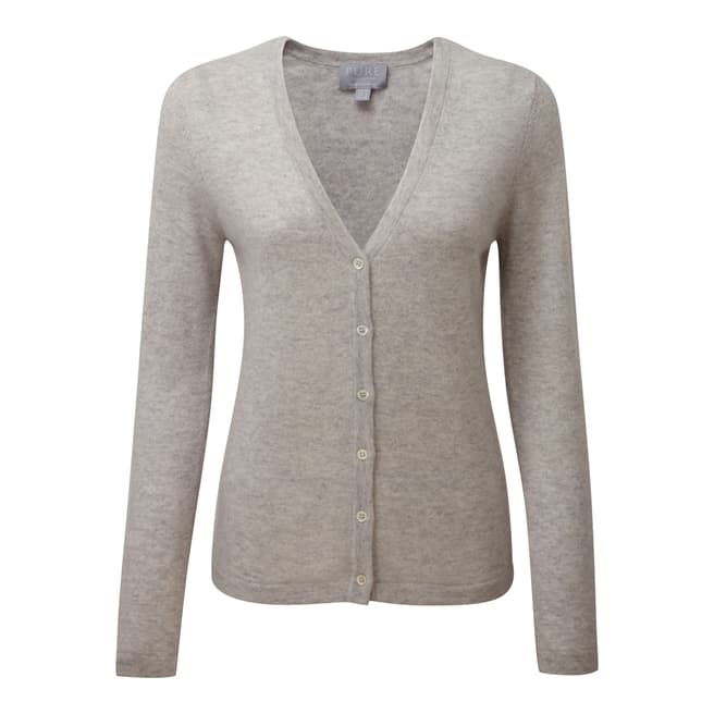 Pure Collection Iced Grey Cashmere V Neck Cardigan
