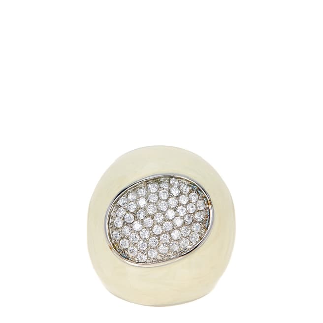 Chloe Collection by Liv Oliver White Enamel and CZ Statement Ring