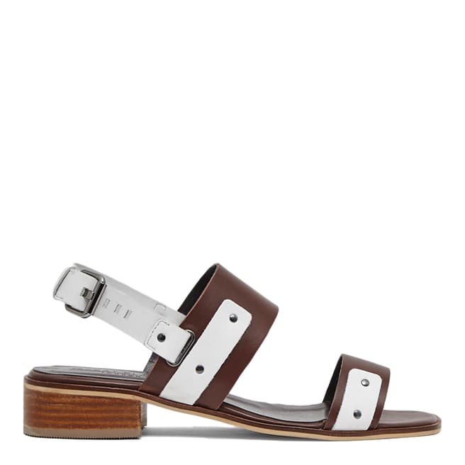 Great Plains Dark Tan/White Agatha Two Toned Leather Sandals