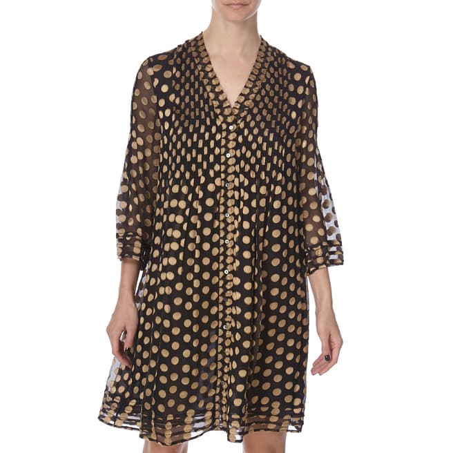Diane von Furstenberg Gold Silk/Rayone Layla Dress