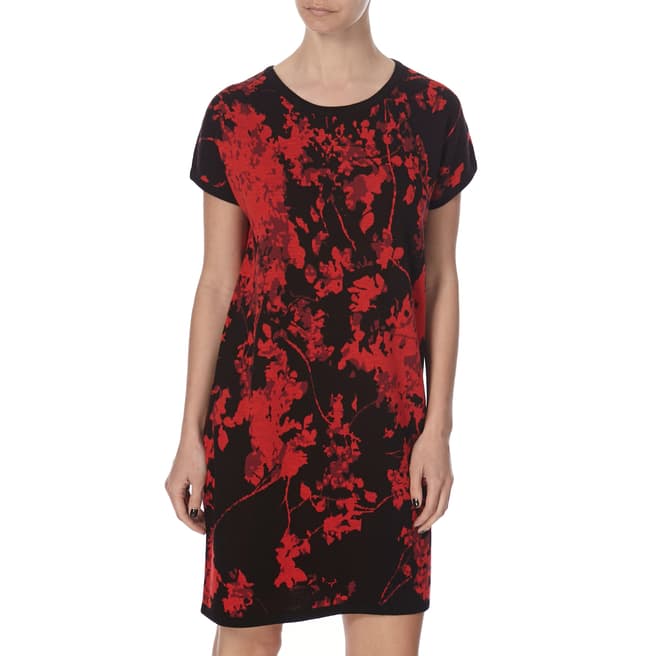 Diane von Furstenberg Black/Red Wool Alix Dress
