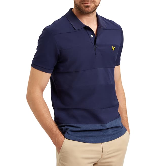 Lyle & Scott Navy Reverse Stripe Cotton Polo Shirt