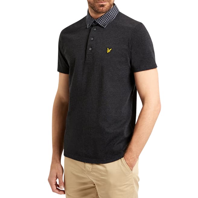 Lyle & Scott Grey Woven Collar Jersey Polo Cotton Shirt