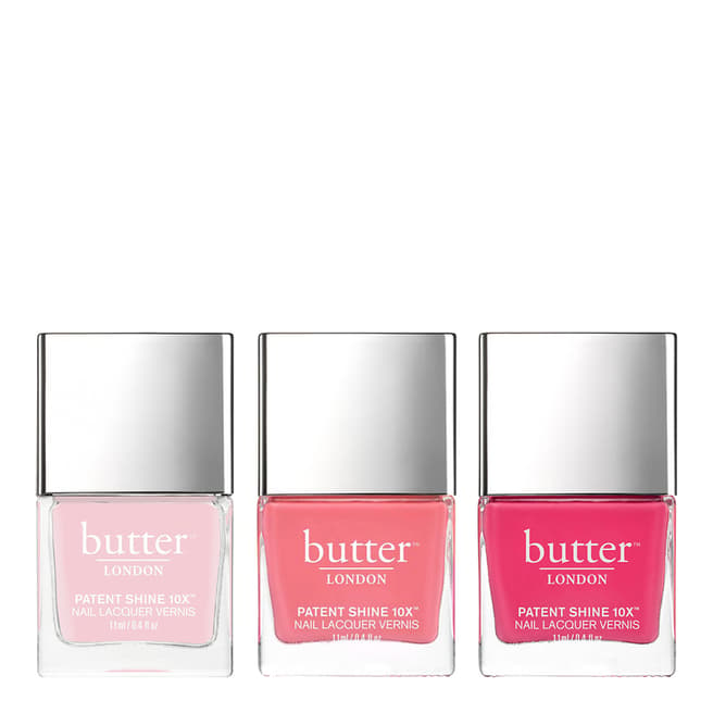 butter LONDON Set Of Three Patent Shine 10X Nail Lacquer Perfect Pink 