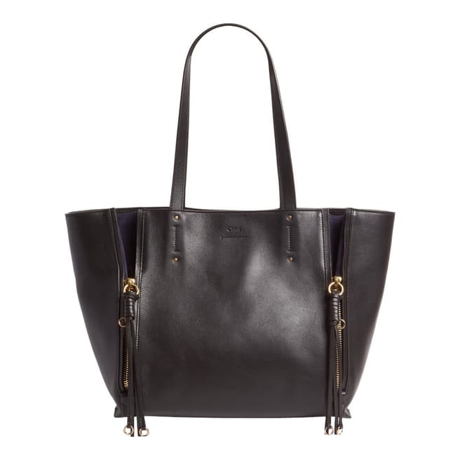 Chloe Black Leather Large Milo Tote Bag