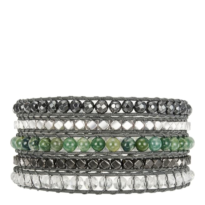 Lucie & Jade Grey/Green/White Leather Bracelet