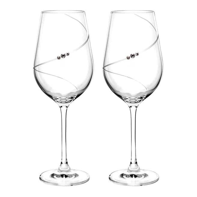 Portmeirion Set of 2 Auris Red Wine Glasses embellished with Swarovski Crystals