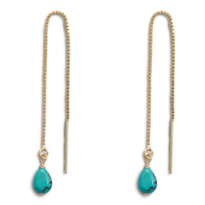 Liv Oliver Gold/Turquoise Drop Threader Earrings