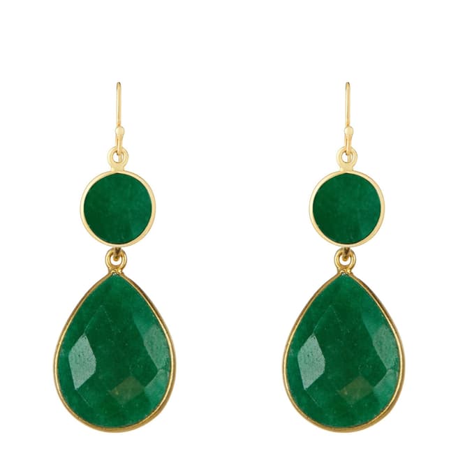 Chloe Collection by Liv Oliver Gold Plated Plated Emerald Drop Earrings