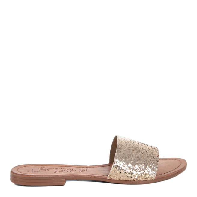 Miss Butterfly Gold Glitter Front Slides