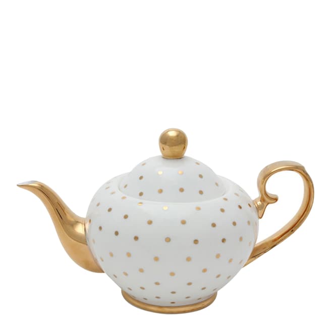 Bombay Duck White/Gold Miss Golightly Spotty Teapot