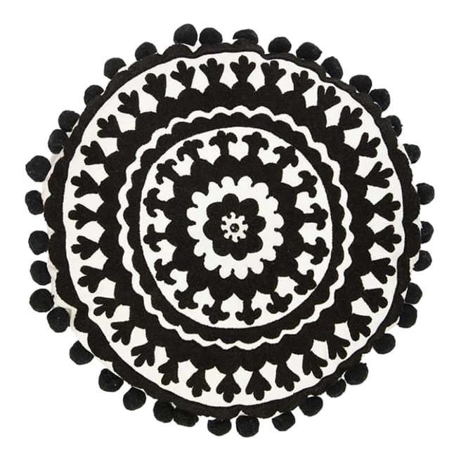 Bombay Duck Black/White Salsa Embroidered Cushion 40cm