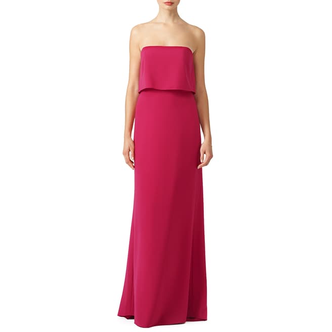 Halston Heritage Pink Cerise Strapless Tiered Top Slim Gown