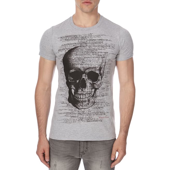 Bolongaro Trevor Grey Corrupt Skull Cotton T-Shirt