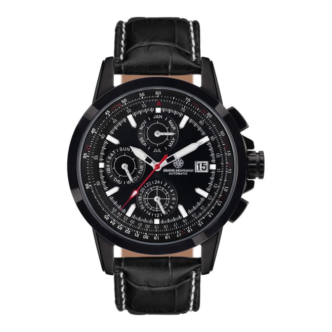 Mathis Montabon Men's Aerotime Black Leather Watch