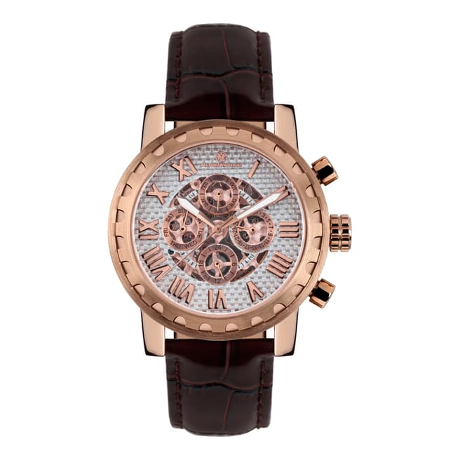 Mathis Montabon Men's Squelette Brown and Rose Gold Leather Watch