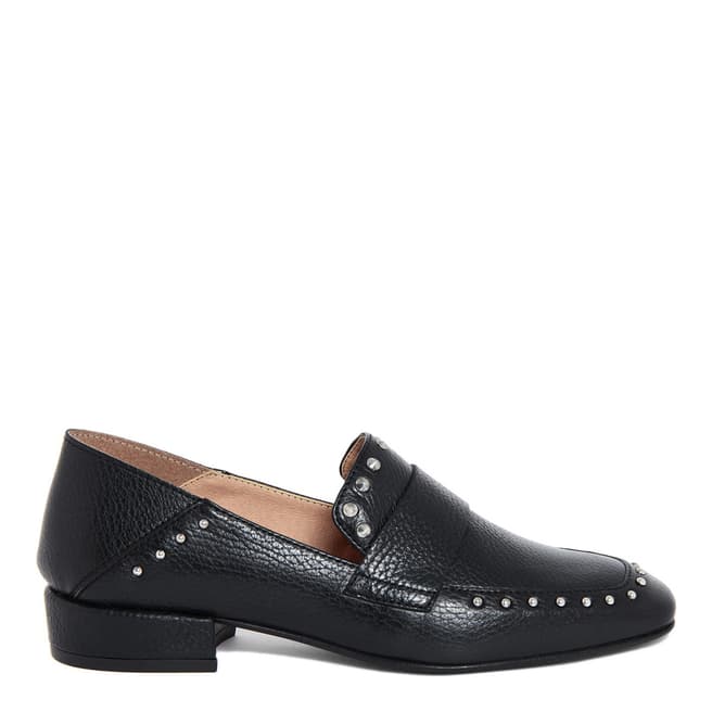 Gusto Black Leather Studded Penny Loafers