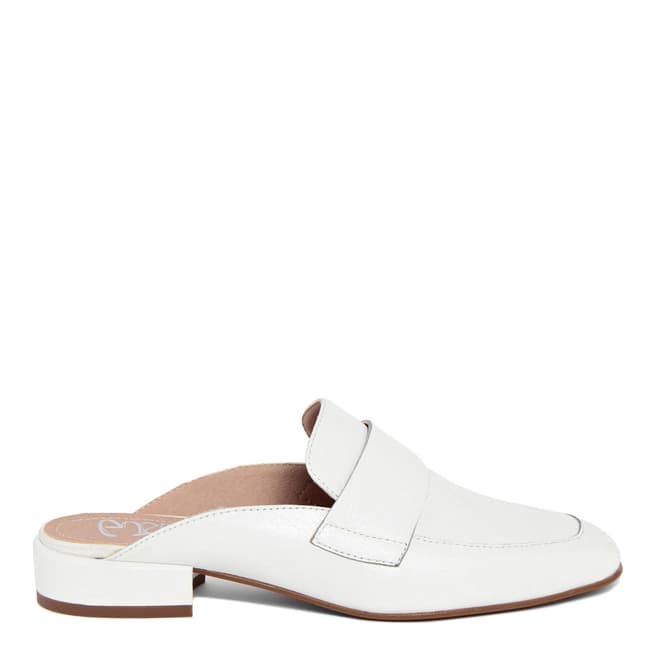 Gusto White Leather Backless Penny Loafers