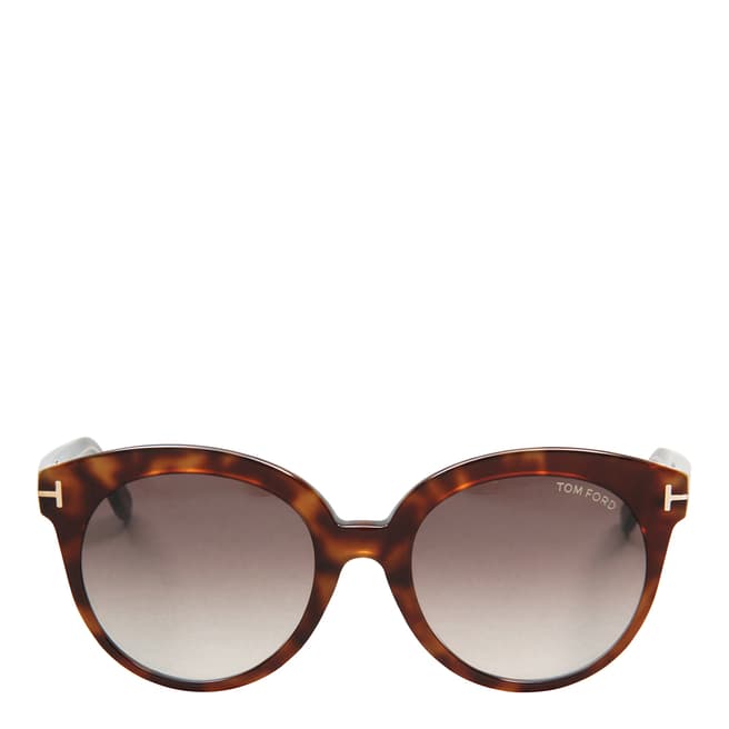 Tom Ford Women's Havana / Graduated Brown Sunglasses 54mm