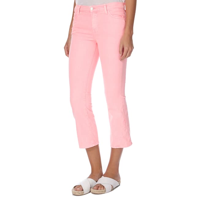 J Brand Pink Selena Mid Rise Boot Cut Cropped Stretch Jeans