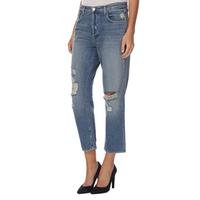 J Brand Blue Ivy High Rise Straight Fit Cropped Jeans