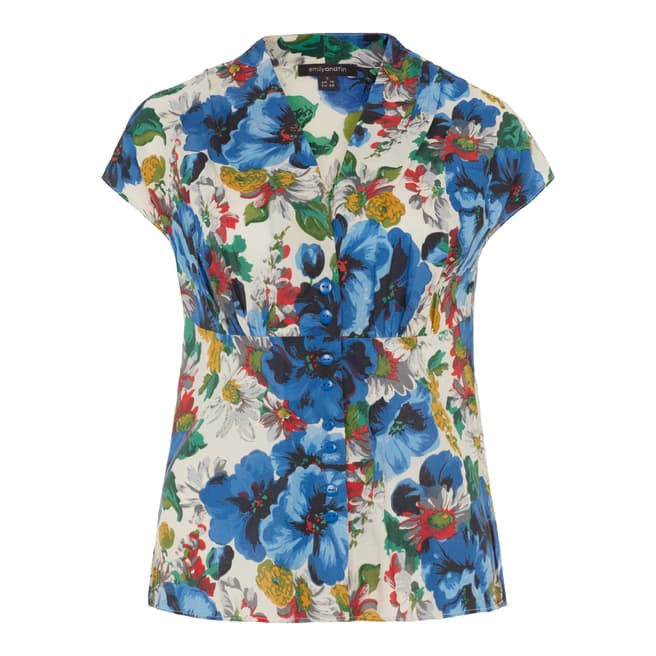 Emily and Fin Blue Poppy Print Esther Top